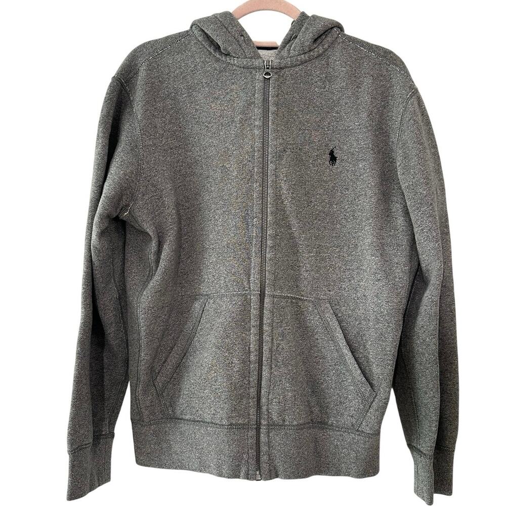 POLO RALPH LAUREN Gray Full Zip Fleece Hoodie Pony Logo Sweat Jacket Men’s Sz M